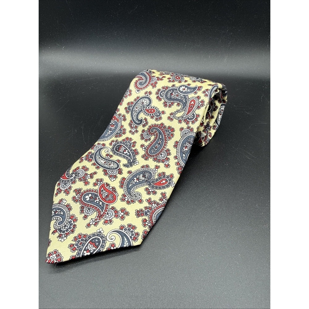 Robert Talbott Best of Class Golden Yellow Paisley 100% Silk Luxury Tie Mens